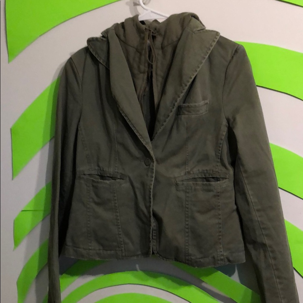 Green jacket with Buddha embroidery on back